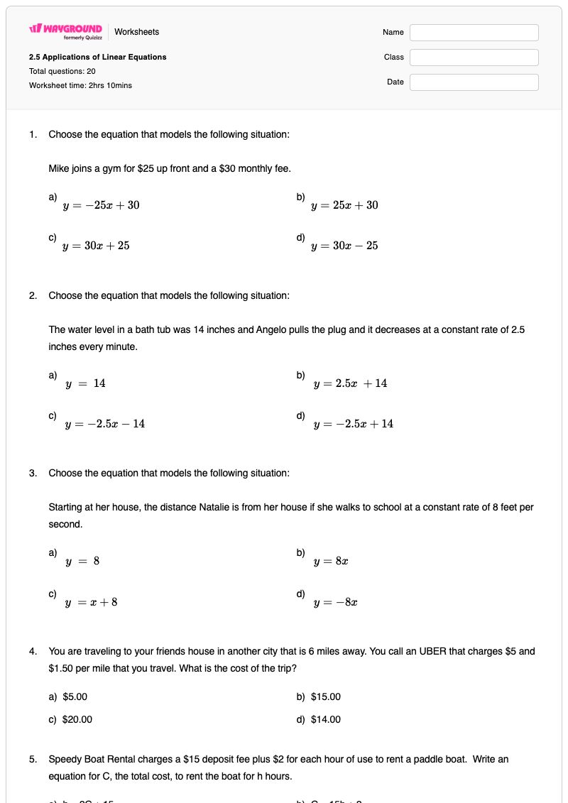 2.5 Applications of Linear Equations - Printable Tax-and-tip-calculations Worksheets Year 12 - Wayground