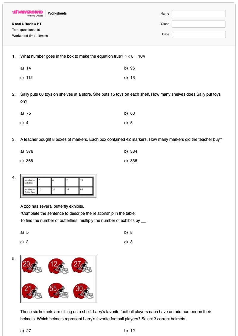 Missing Digits Math Questions 5 and 6 Review HT - Free Printable Worksheet | Wayground