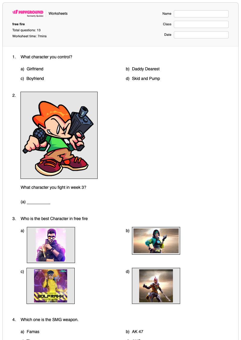 free fire - Printable Fine-motor-skills Worksheets - Wayground