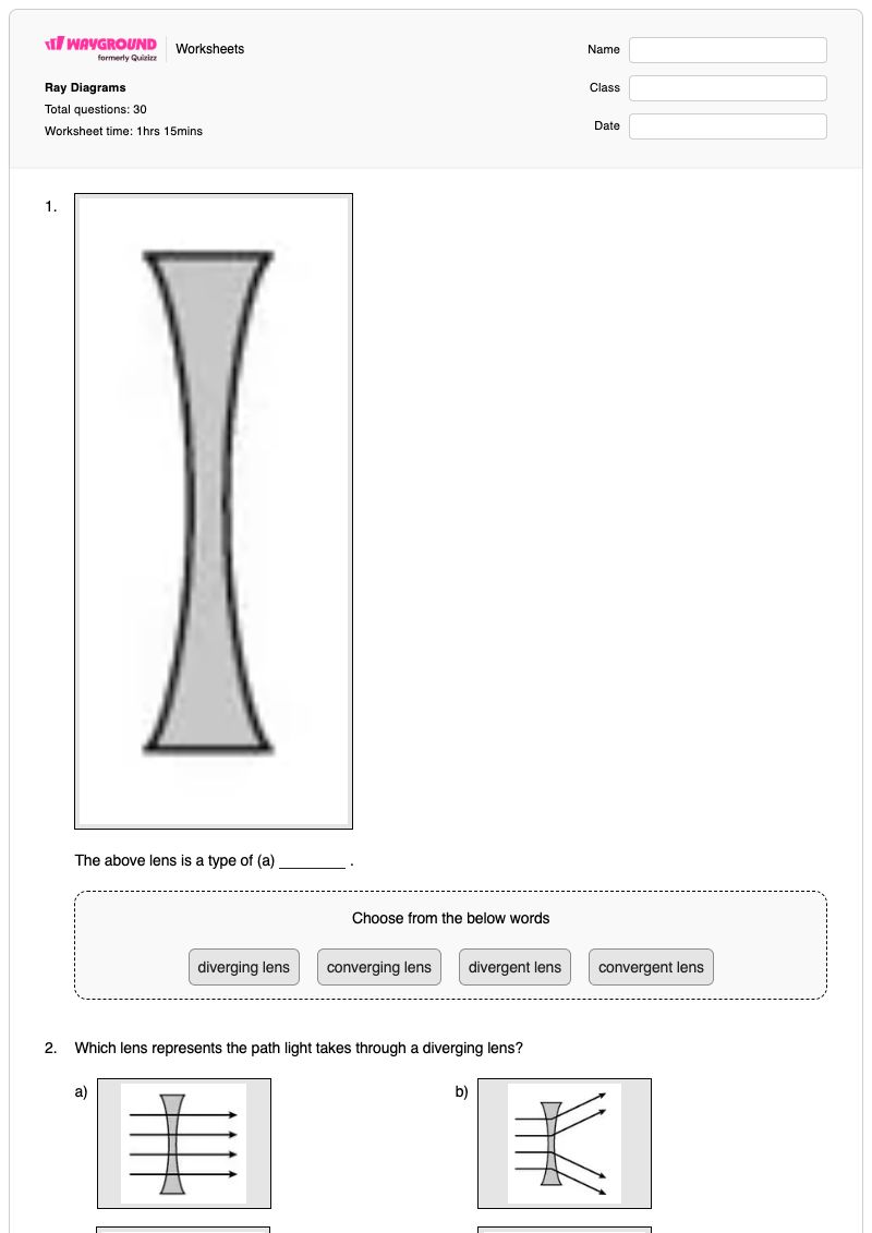 Ray Diagrams - Printable Ray-diagrams Worksheets - Wayground