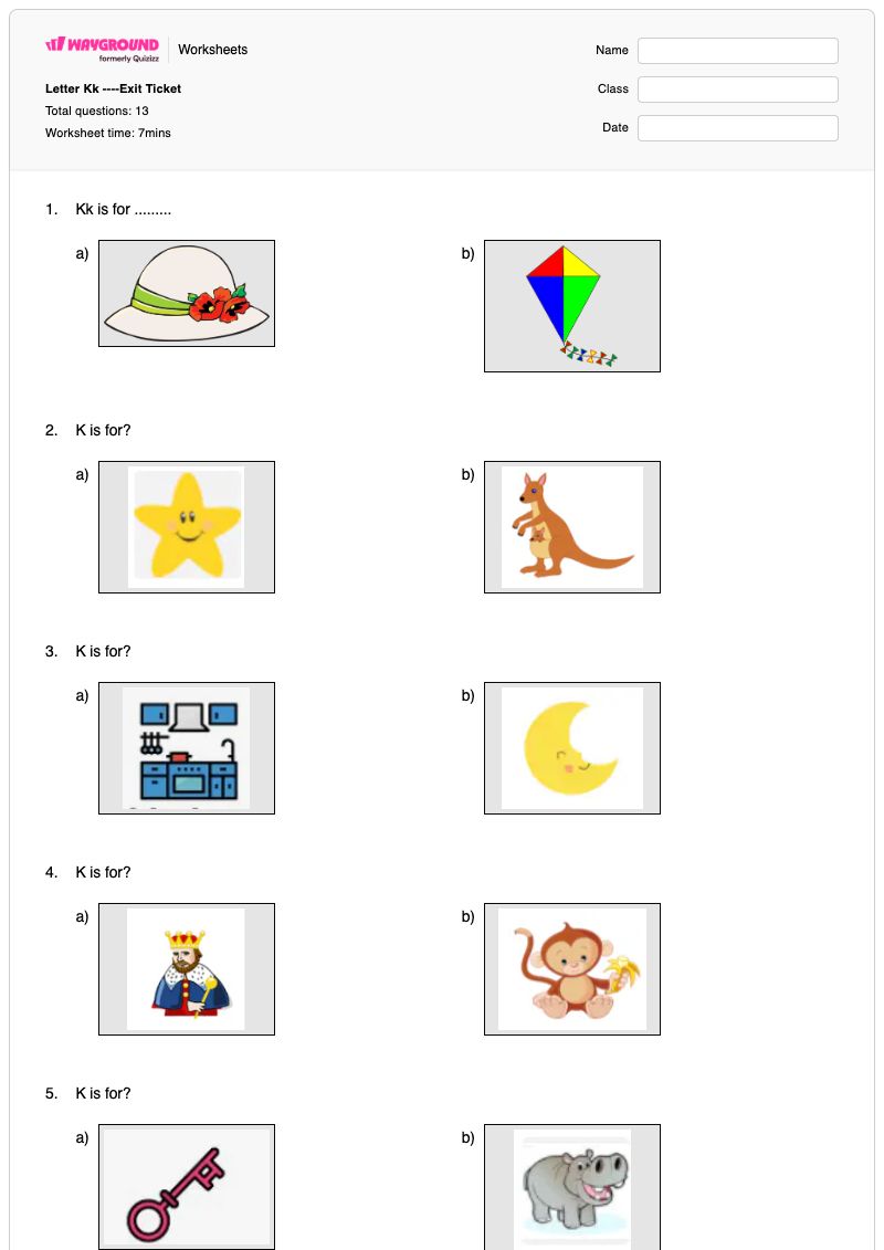 Letter Kk ----Exit Ticket - Printable The-letter-k Worksheets - Wayground