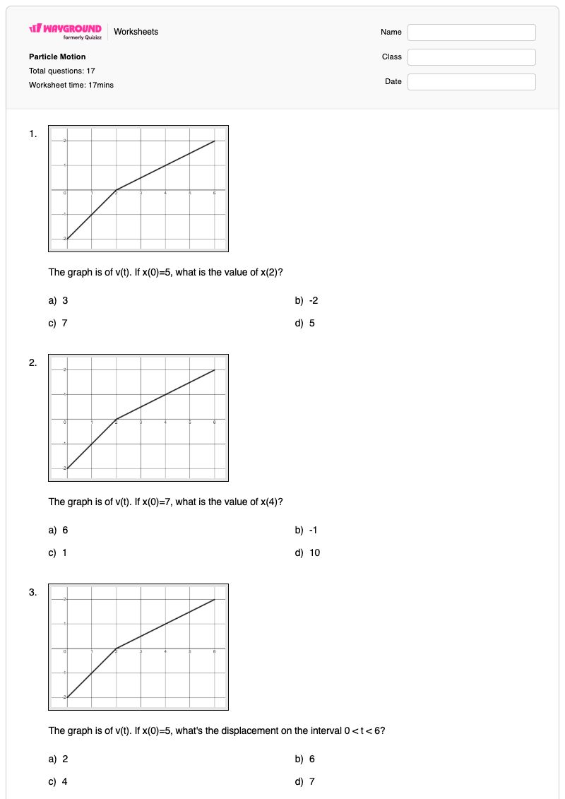 Particle Motion - พิมพ์ได้ การเคลื่อนที่ของอนุภาค เวิร์กชีท ระดับ 12 - Wayground