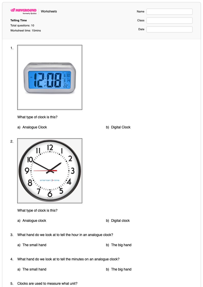Telling Time - Printable Military-time Worksheets Grade 3 - Wayground
