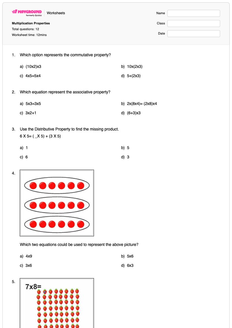Multiplication Properties - พิมพ์ได้ Triangle-properties เวิร์กชีท ระดับ 3 - Wayground