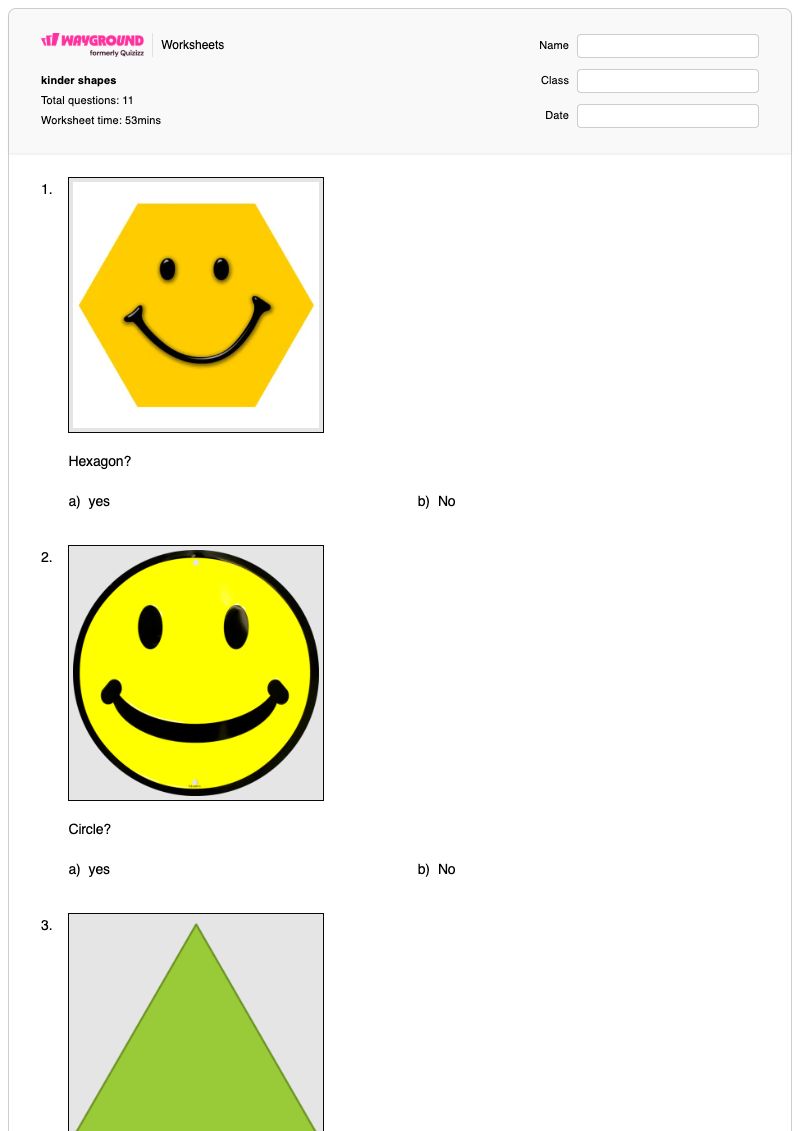 kinder shapes - พิมพ์ได้ Tracing-shapes เวิร์กชีท โรงเรียนอนุบาล - Wayground