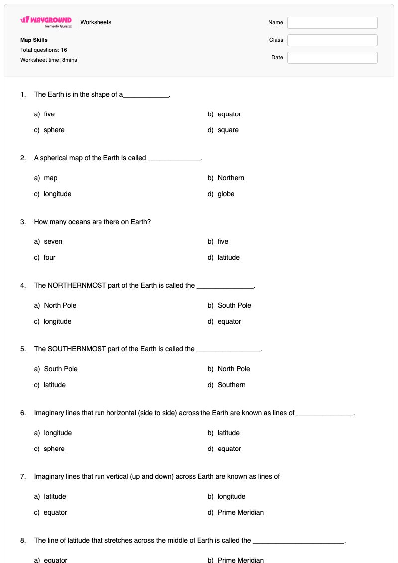 Map Skills - Printable Absolute-and-relative-location Worksheets Class 3 - Wayground