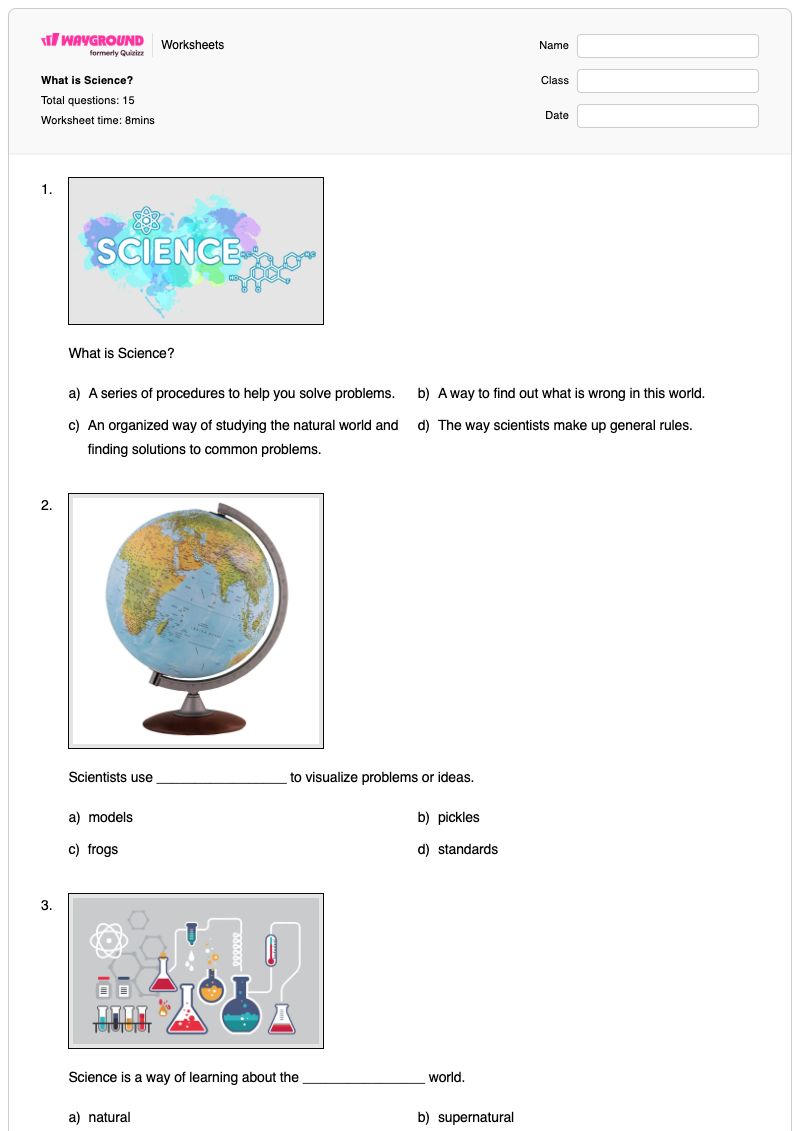 What is Science? - พิมพ์ได้ Applied-problems เวิร์กชีท ระดับ 6 - Wayground