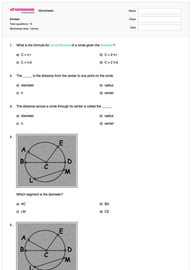Circles! - พิมพ์ได้ Transposition-of-formulae เวิร์กชีท ระดับ 7 - Wayground