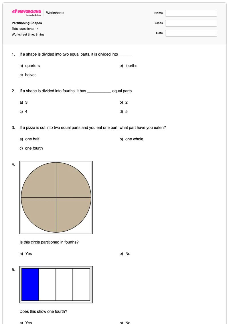 Partitioning Shapes - Printable Partitioning-shapes Worksheets Year 1 - Wayground