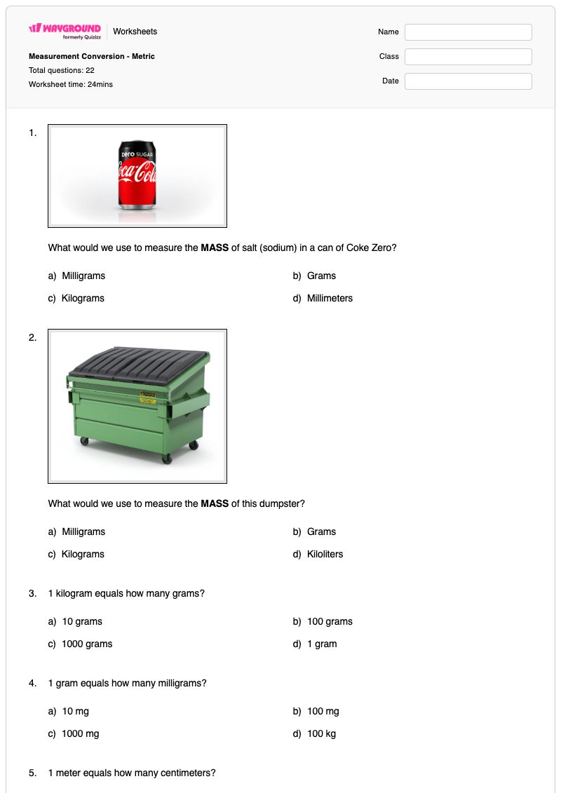 Measurement Conversion - Metric - Printable Reading-metric-ruler Worksheets Class 4 - Wayground
