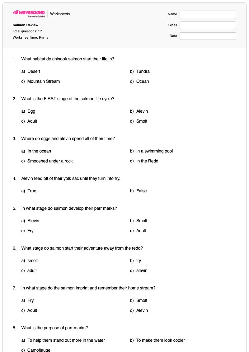 Salmon Review - Printable Ant-life-cycle Worksheets Grade 3 - Wayground