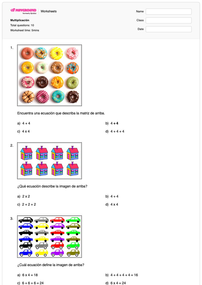 Multiplicación - Imprimible Estrategias-de-multiplicación Hojas-de-trabajo Grado 3 - Wayground
