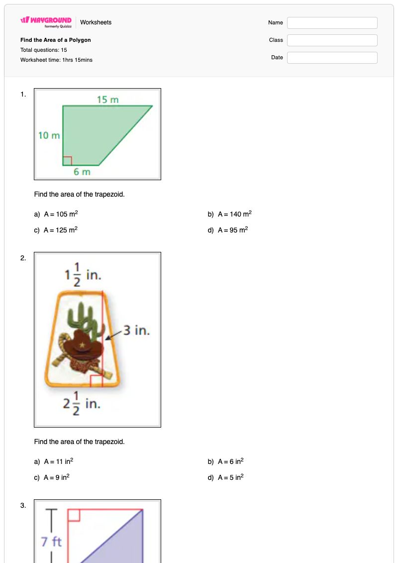 Find the Area of a Polygon - พิมพ์ได้ Area-of-polygons เวิร์กชีท - Wayground