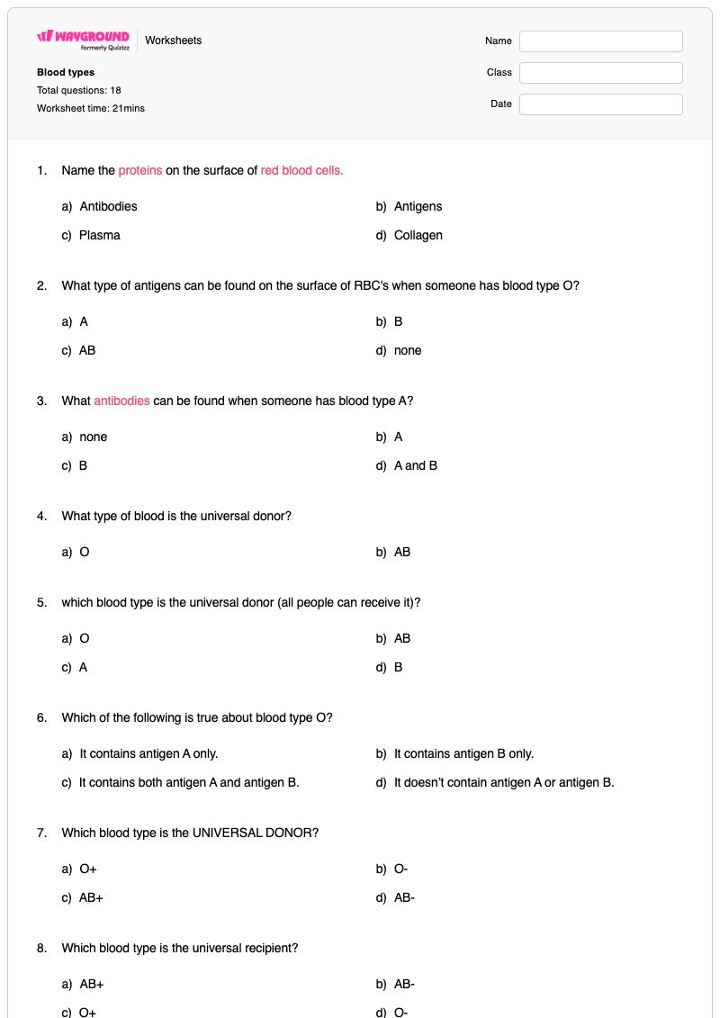 Blood types - Printable Inheritance-of-blood-types Worksheets - Wayground