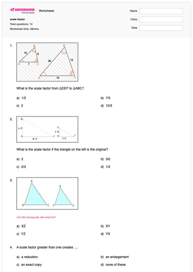 scale factor - พิมพ์ได้ Scale-factor เวิร์กชีท - Wayground