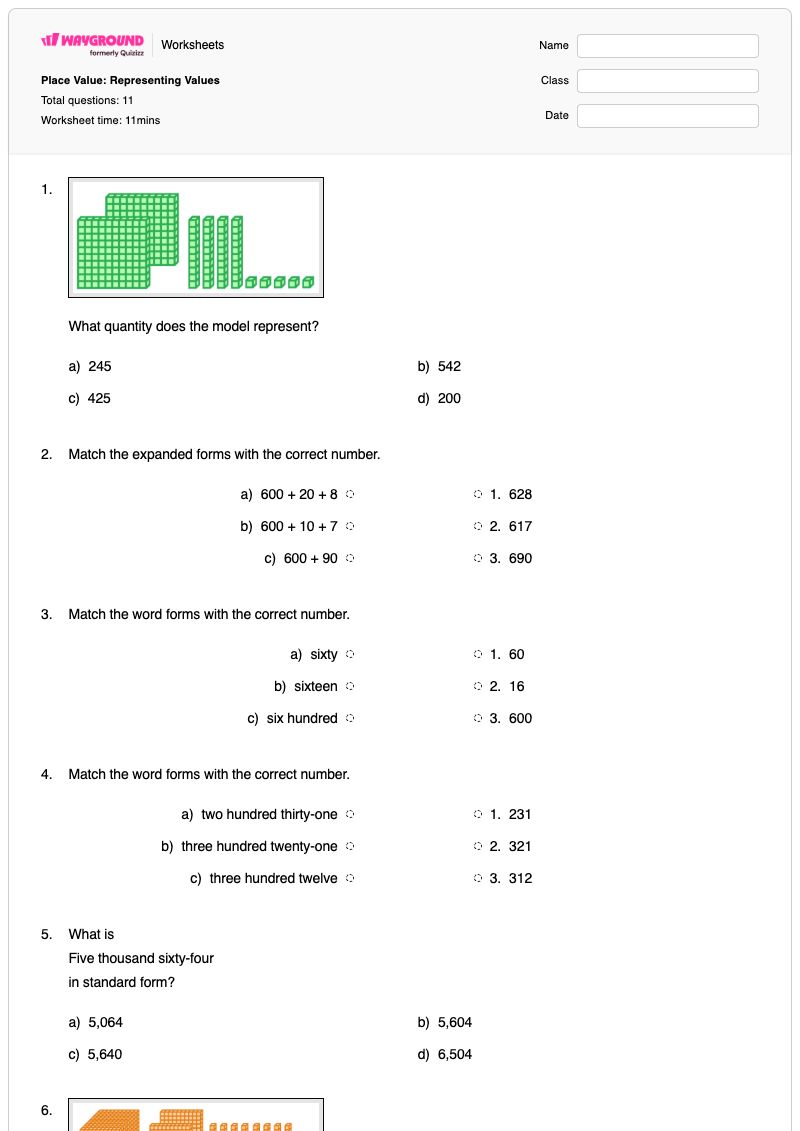 Place Value: Representing Values - Printable Place-value-in-millions Worksheets Grade 3 - Wayground
