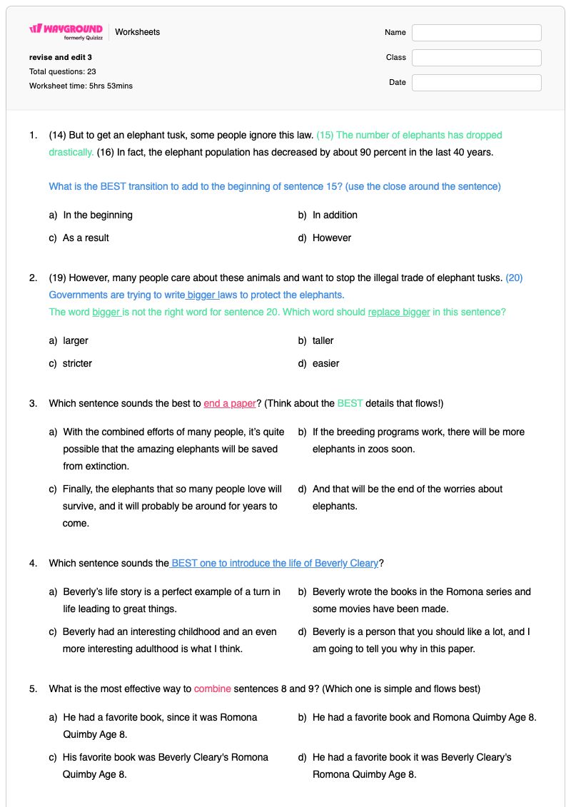revise and edit 3 - Printable Writing Worksheets Kindergarten - Wayground