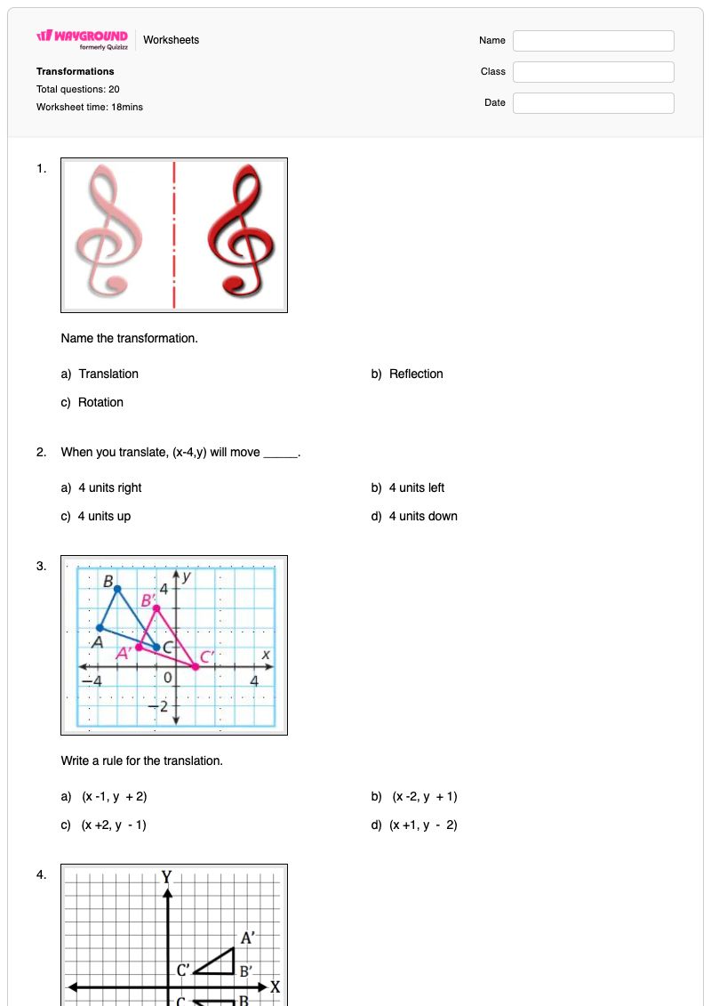 Transformations - Nadający się do druku Transformacje Karty-pracy Klasa 8 - Wayground