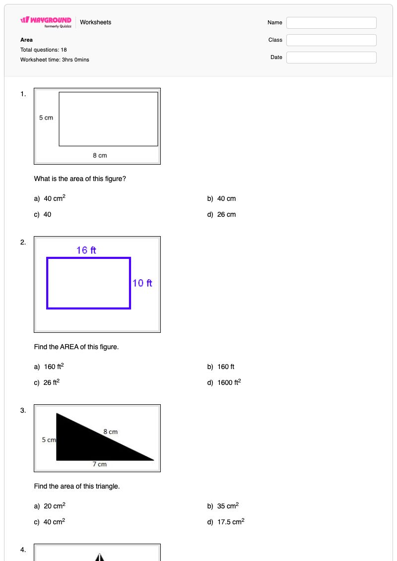 Area - Printable Area-of-a-trapezoid Worksheets - Wayground