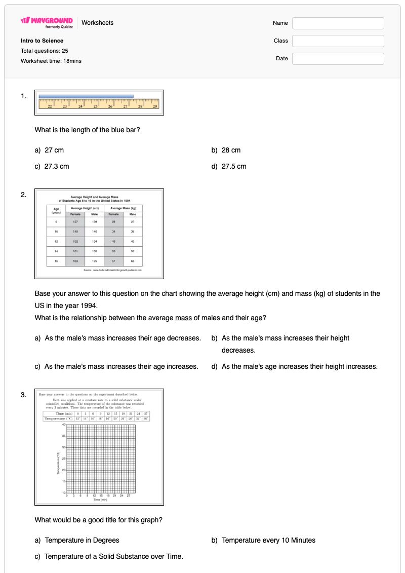 Intro to Science - Printable Science Worksheets - Wayground