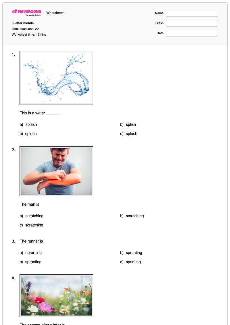 3 letter blends - พิมพ์ได้ การจับคู่ตัวอักษร เวิร์กชีท ระดับ 3 - Wayground