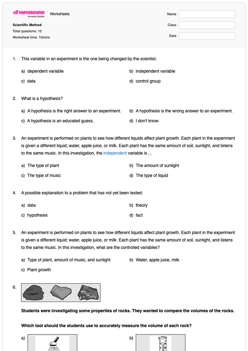 Scientific Method - Printable Plant-growth Worksheets - Wayground