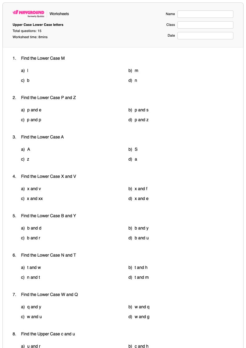 Upper Case Lower Case letters - Printable Letter-reversal Worksheets Kindergarten - Wayground
