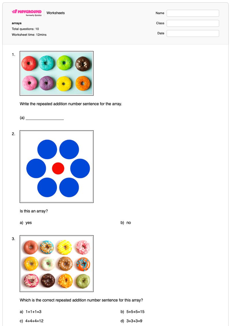 arrays - Printable Multiplication-and-repeated-addition Worksheets Class 2 - Wayground