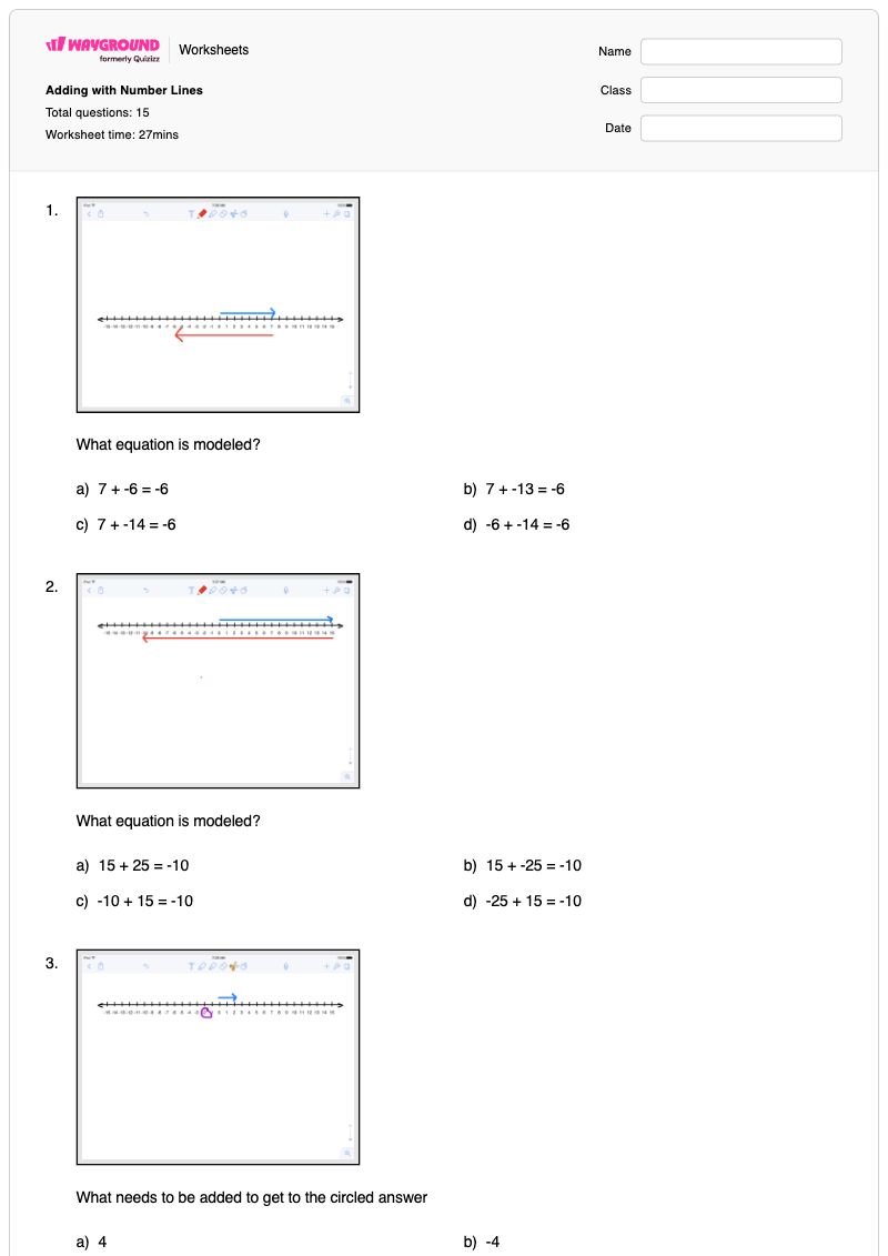 Adding with Number Lines - Printable Addition-and-counting-on-number-lines Worksheets - Wayground