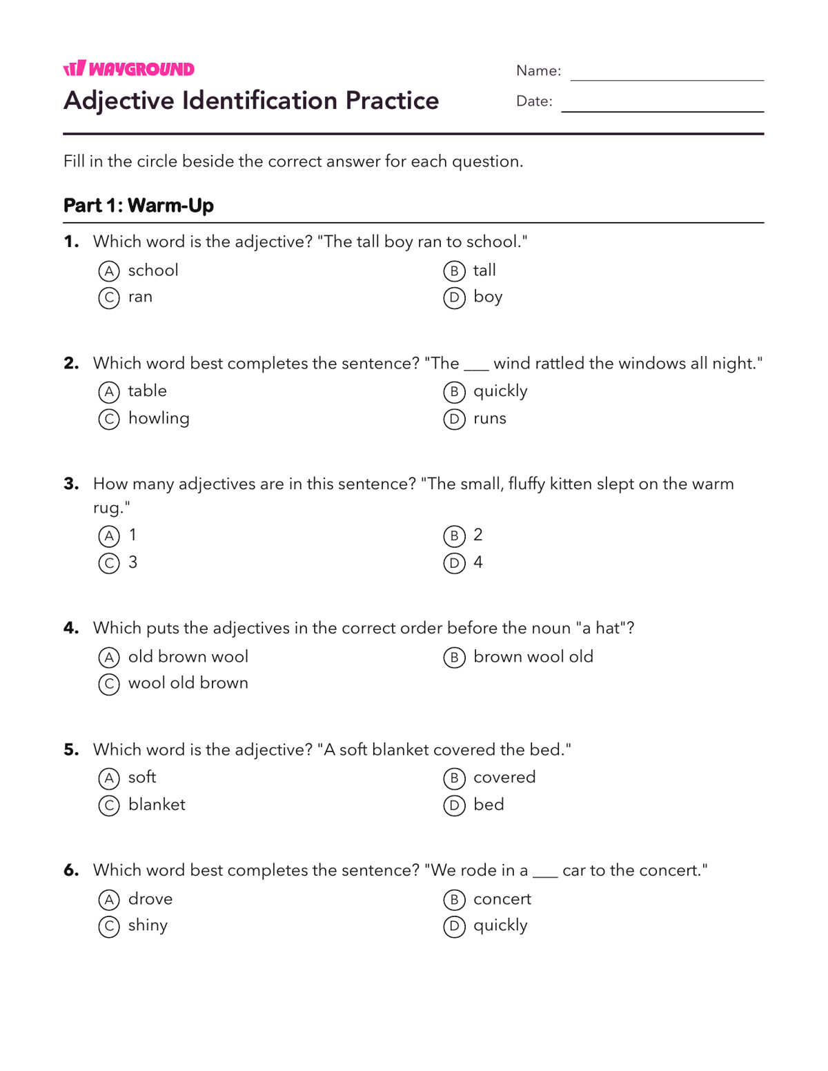 Adjective Identification Practice - Imprimible Adjetivos Hojas-de-trabajo Grado 5 - Wayground
