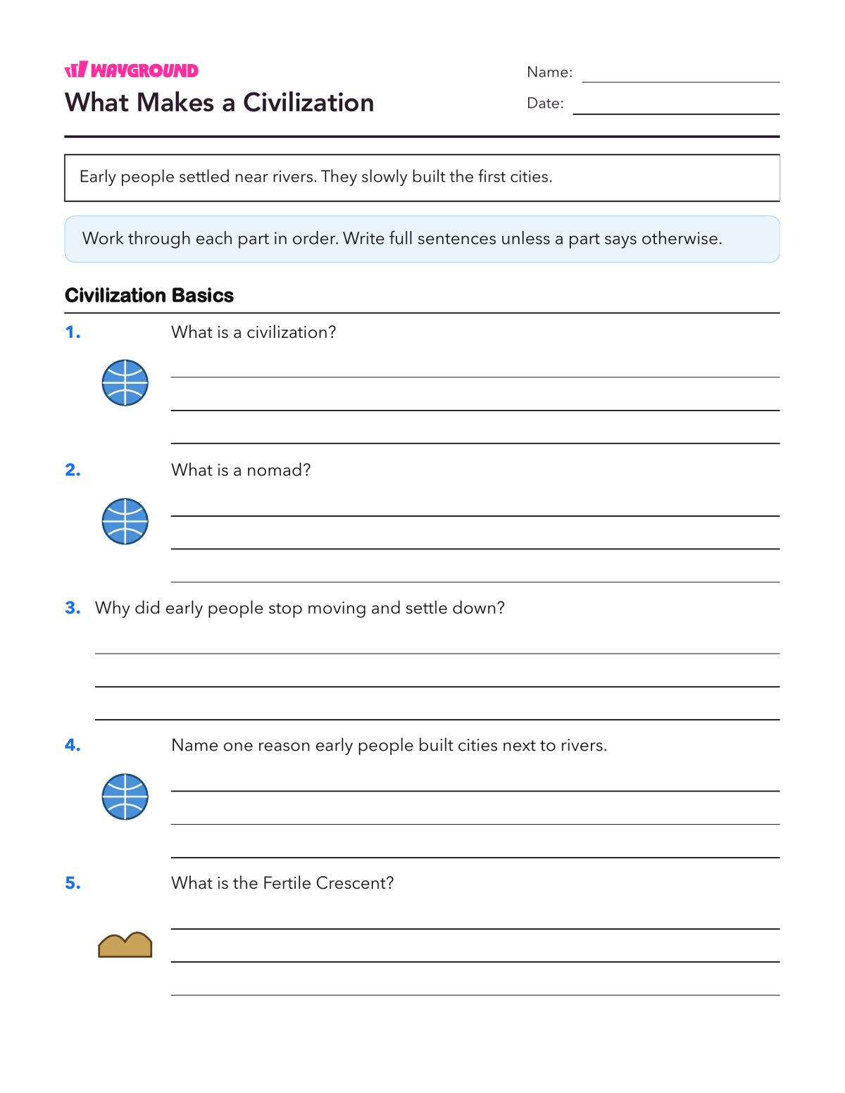 What Makes a Civilization - Printable Ancient-civilizations Worksheets Class 5 - Wayground