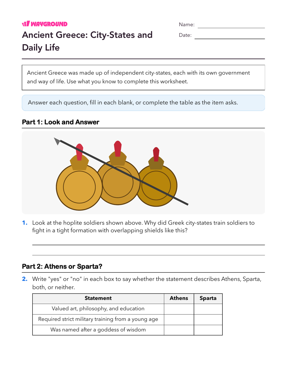 Ancient Greece: City-States and Daily Life - Printable Ancient-civilizations Worksheets Class 8 - Wayground
