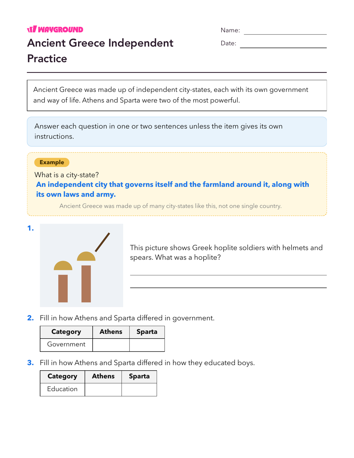 Ancient Greece Independent Practice - Printable Ancient-civilizations Worksheets - Wayground