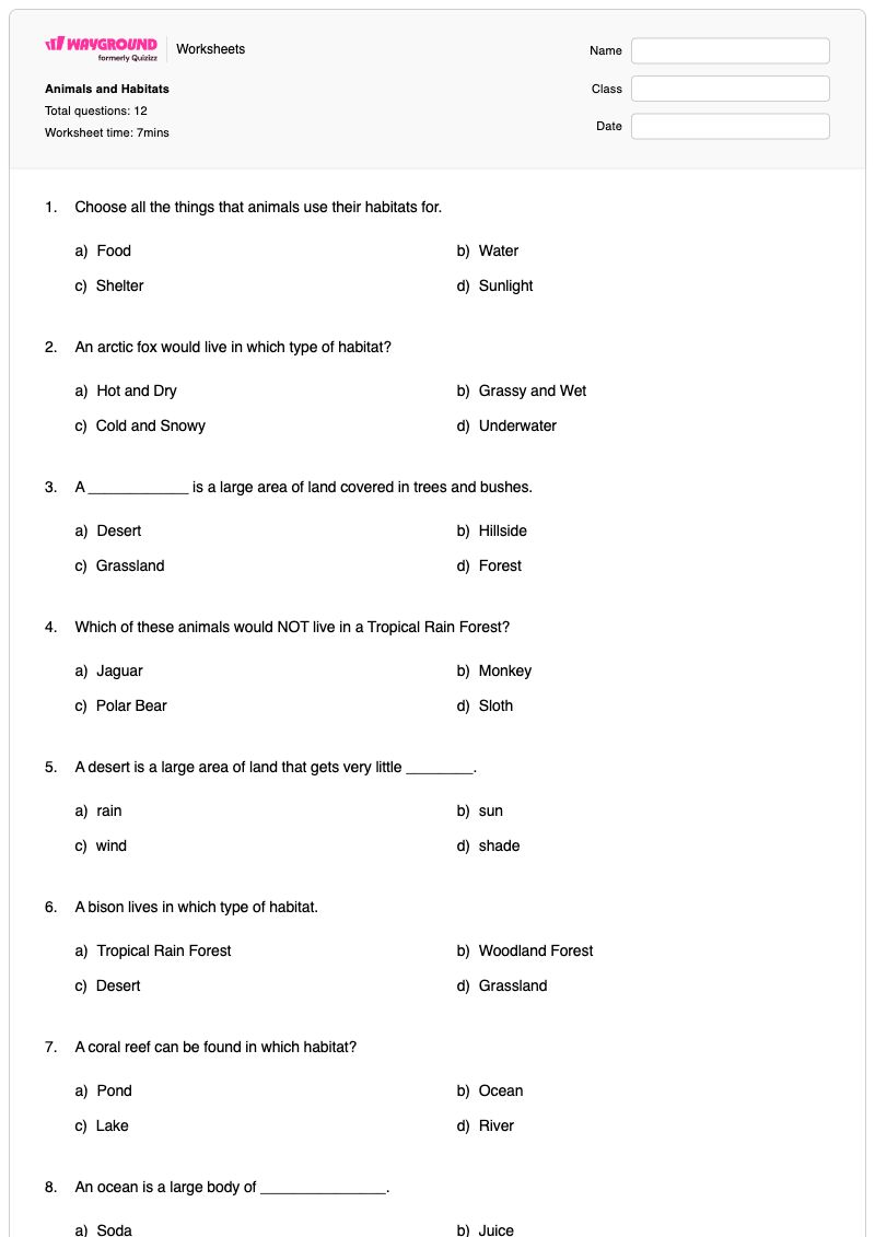 Animals and Habitats - Printable Polar-animals Worksheets Year 2 - Wayground