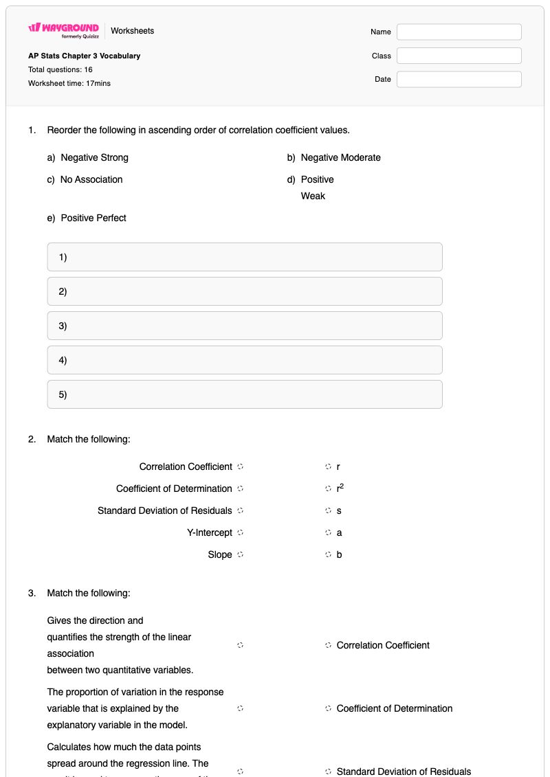 AP Stats Chapter 3 Vocabulary - พิมพ์ได้ Population-and-sample เวิร์กชีท ระดับ 12 - Wayground