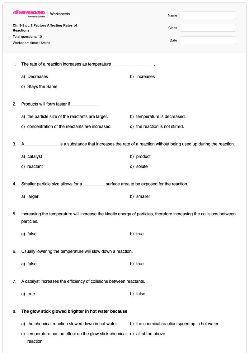 Ch. 5-3 pt. 2 Factors Affecting Rates of Reactions - พิมพ์ได้ Factors-affecting-photosynthesis เวิร์กชีท - Wayground