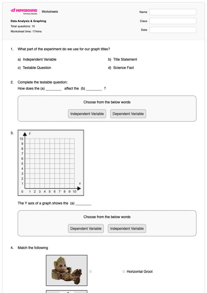 Data Analysis & Graphing - พิมพ์ได้ Earth-science-graph-analysis เวิร์กชีท ระดับ 8 - Wayground