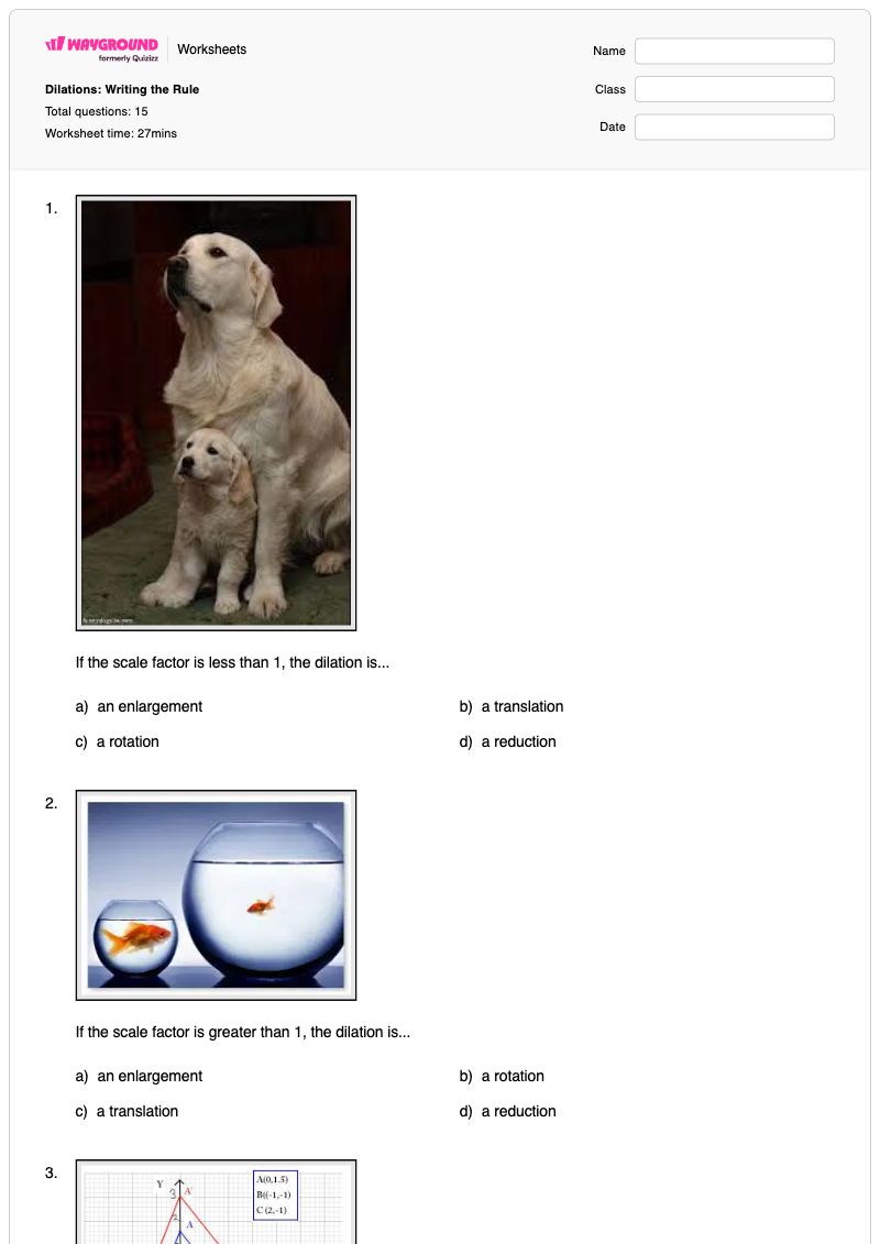 Dilations: Writing the Rule - Printable Empirical-rule Worksheets Year 8 - Wayground