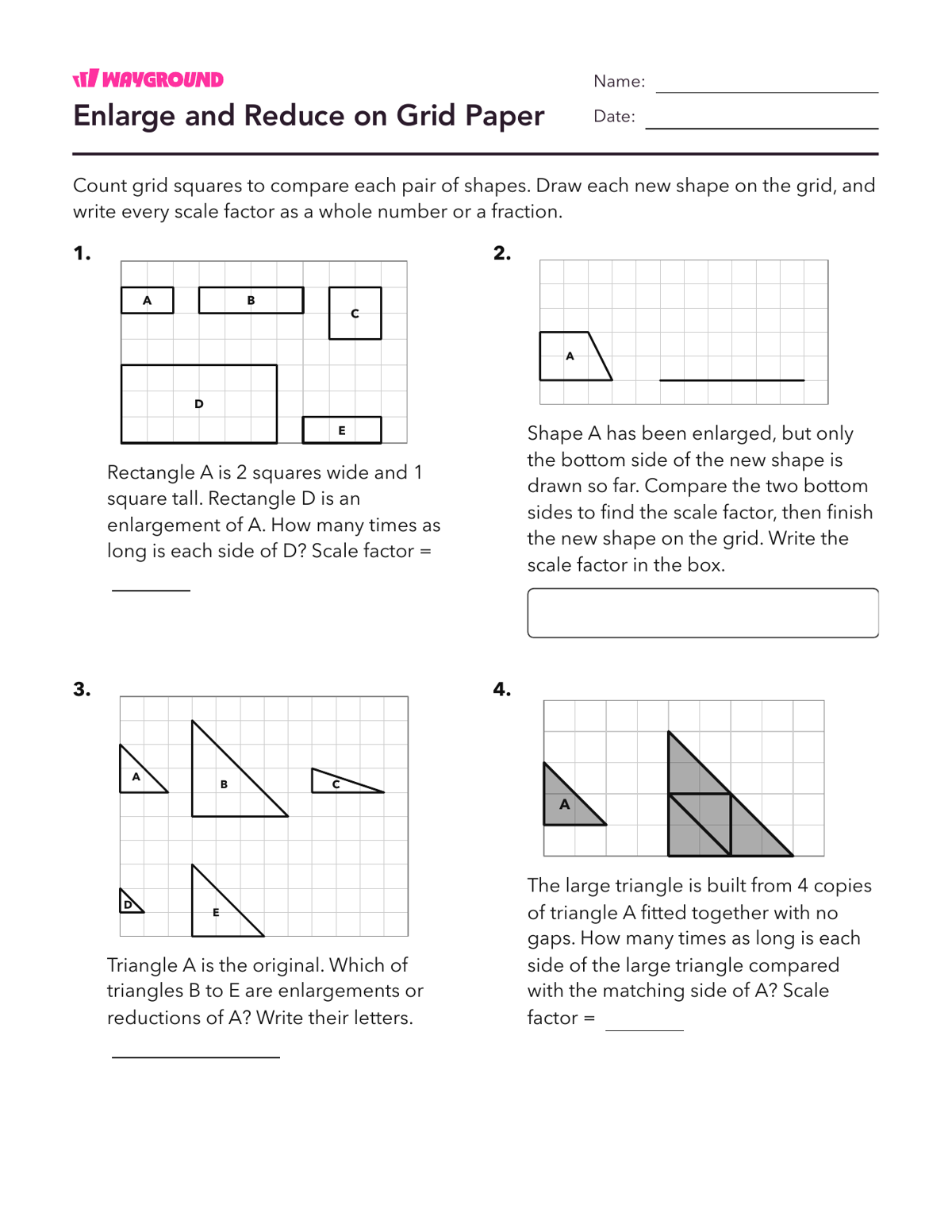 Enlarge and Reduce on Grid Paper - Dapat dicetak Dilasi Lembar-kerja Kelas 6 - Wayground