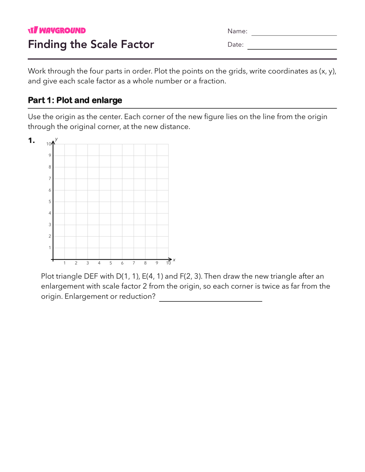 Finding the Scale Factor - Dapat dicetak Dilasi Lembar-kerja Kelas 6 - Wayground