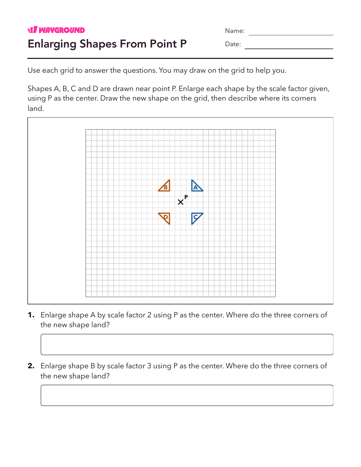 Enlarging Shapes From Point P - Dapat dicetak Dilasi Lembar-kerja Kelas 6 - Wayground
