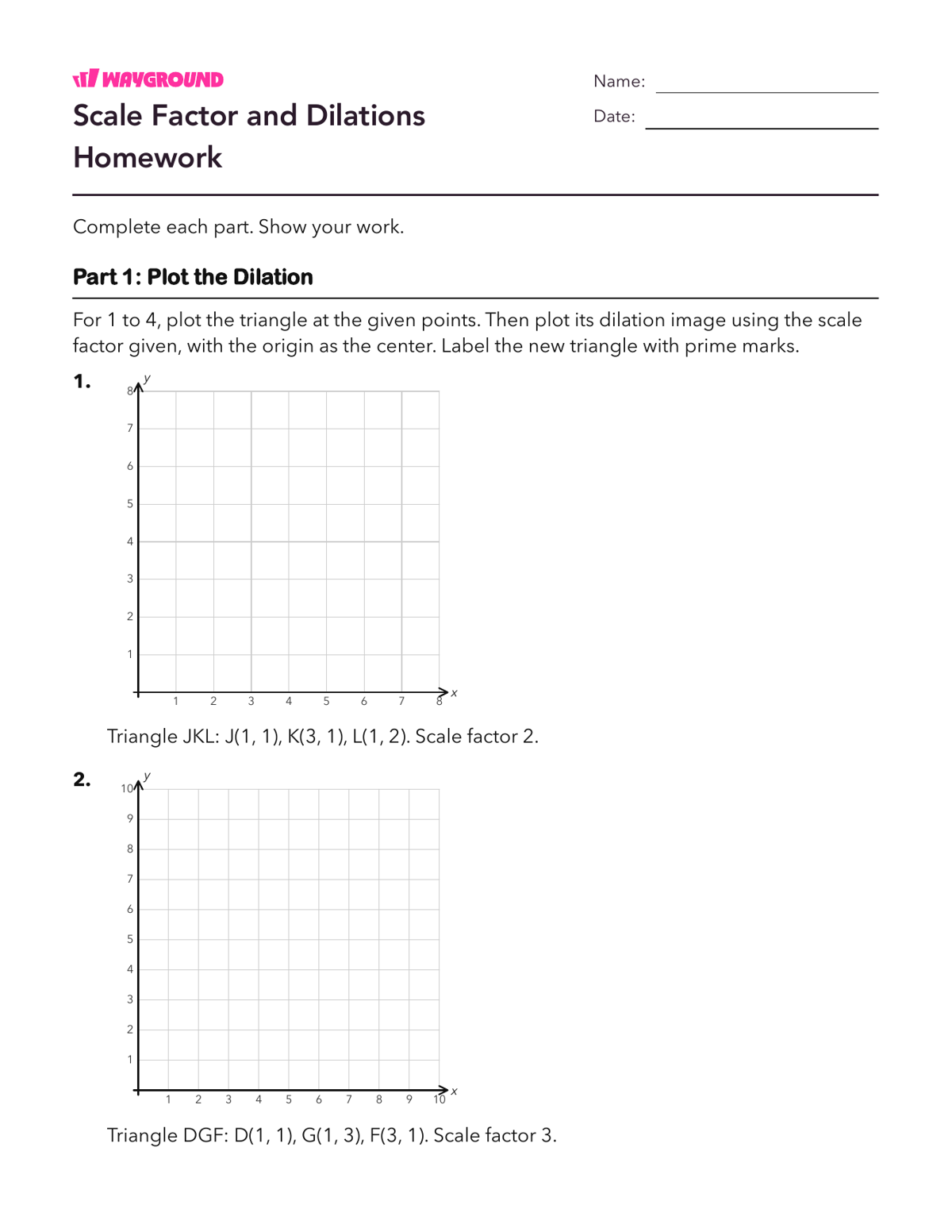 Scale Factor and Dilations Homework - Dapat dicetak Dilasi Lembar-kerja Kelas 6 - Wayground