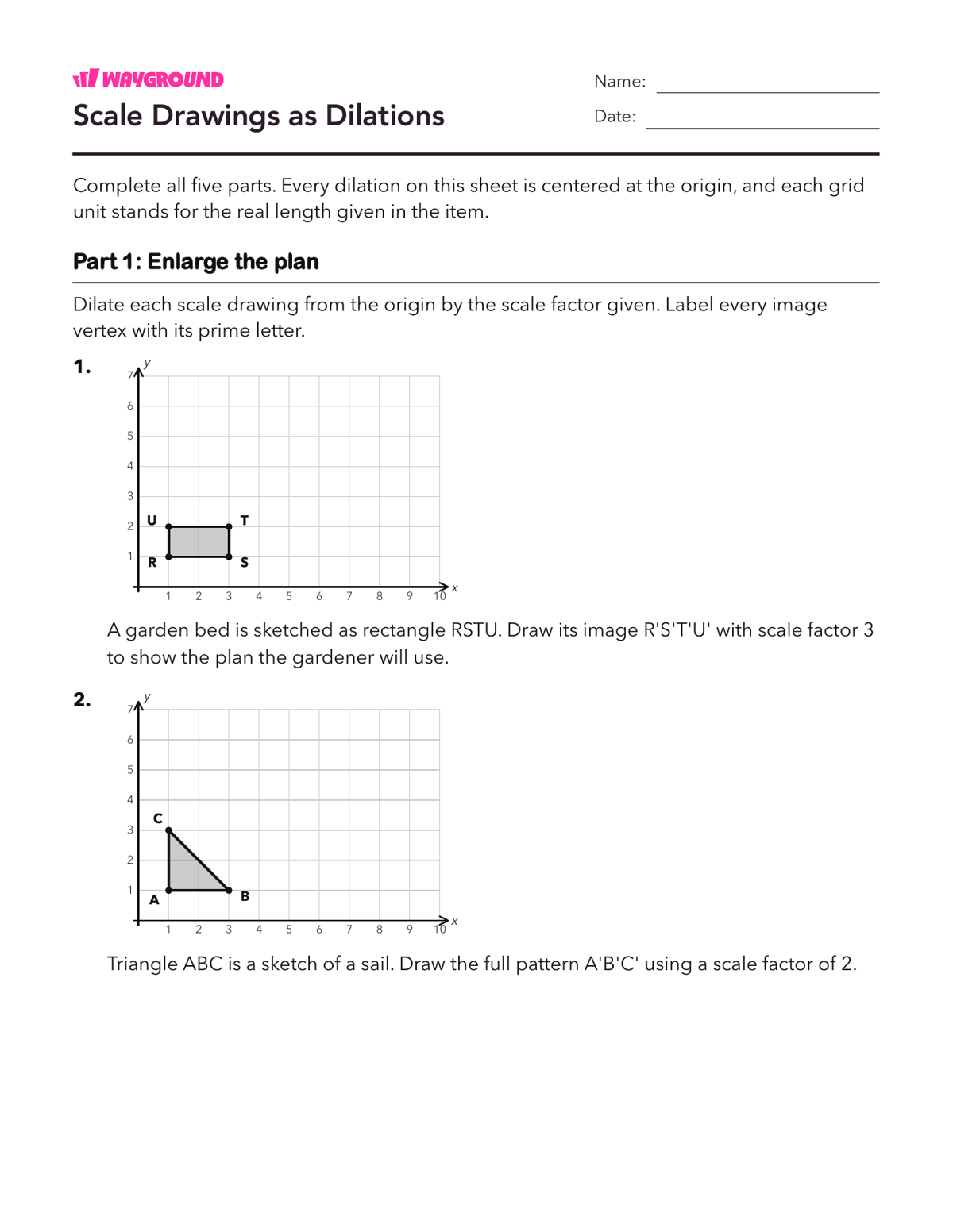 Scale Drawings as Dilations - Dapat dicetak Dilasi Lembar-kerja Kelas 7 - Wayground