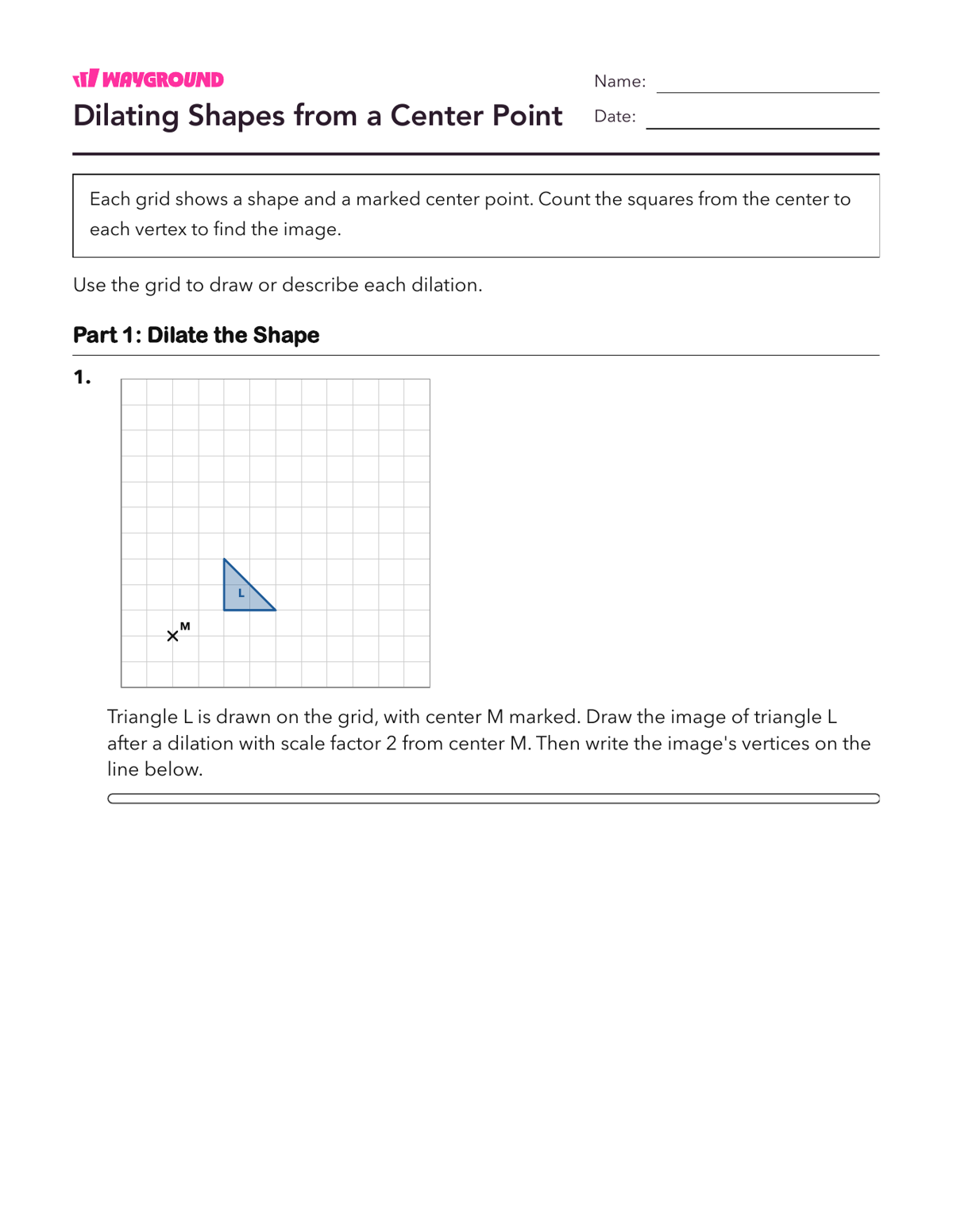 Dilating Shapes from a Center Point - Dapat dicetak Dilasi Lembar-kerja Kelas 7 - Wayground