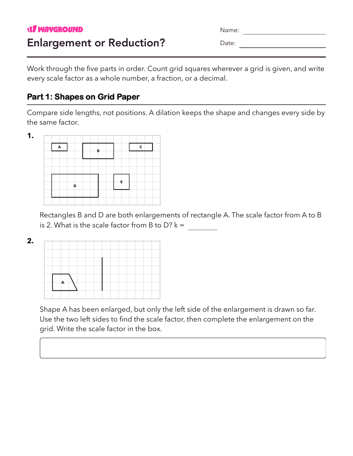 Enlargement or Reduction? - Printable Dilasi Lembar-kerja Kelas 8 - Wayground