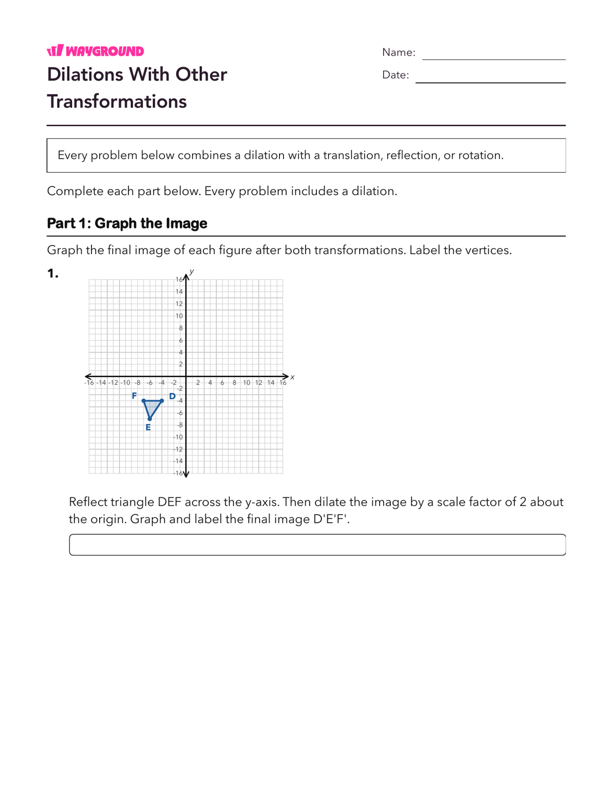 Dilations With Other Transformations - Printable Dilasi Lembar-kerja Kelas 8 - Wayground