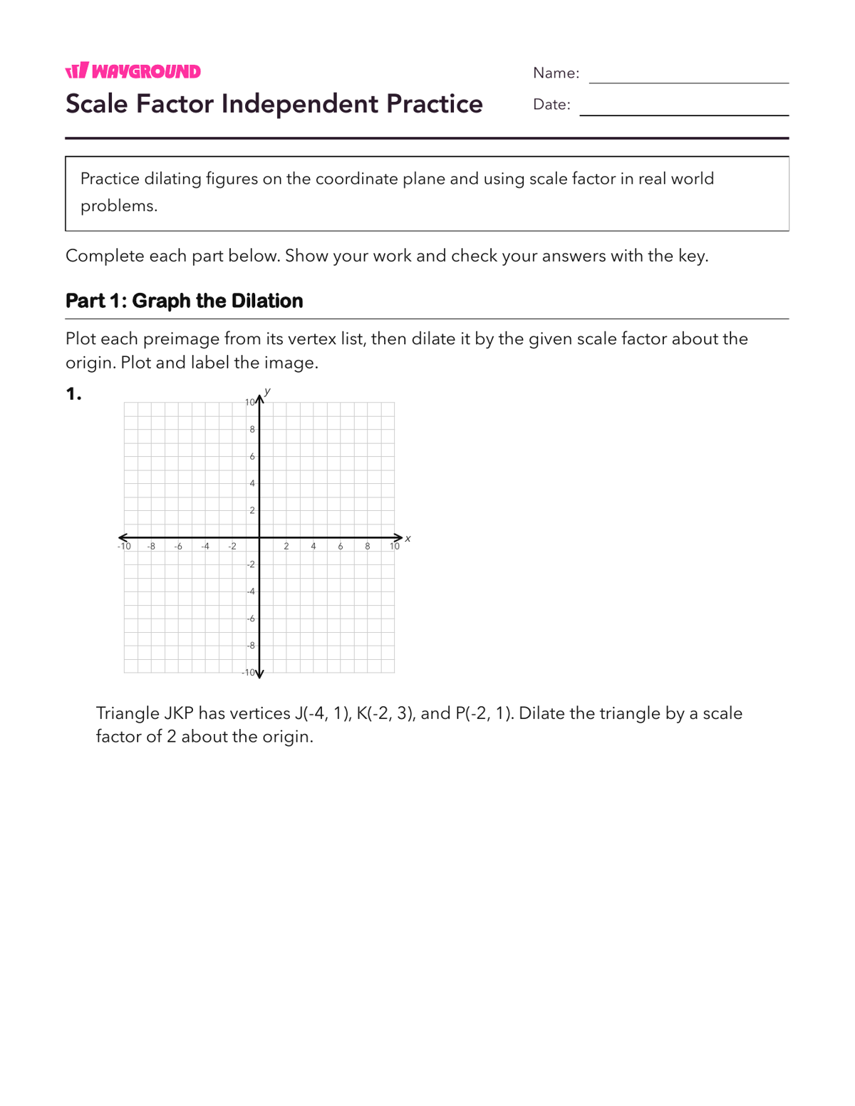 Scale Factor Independent Practice - Printable Dilasi Lembar-kerja Kelas 8 - Wayground