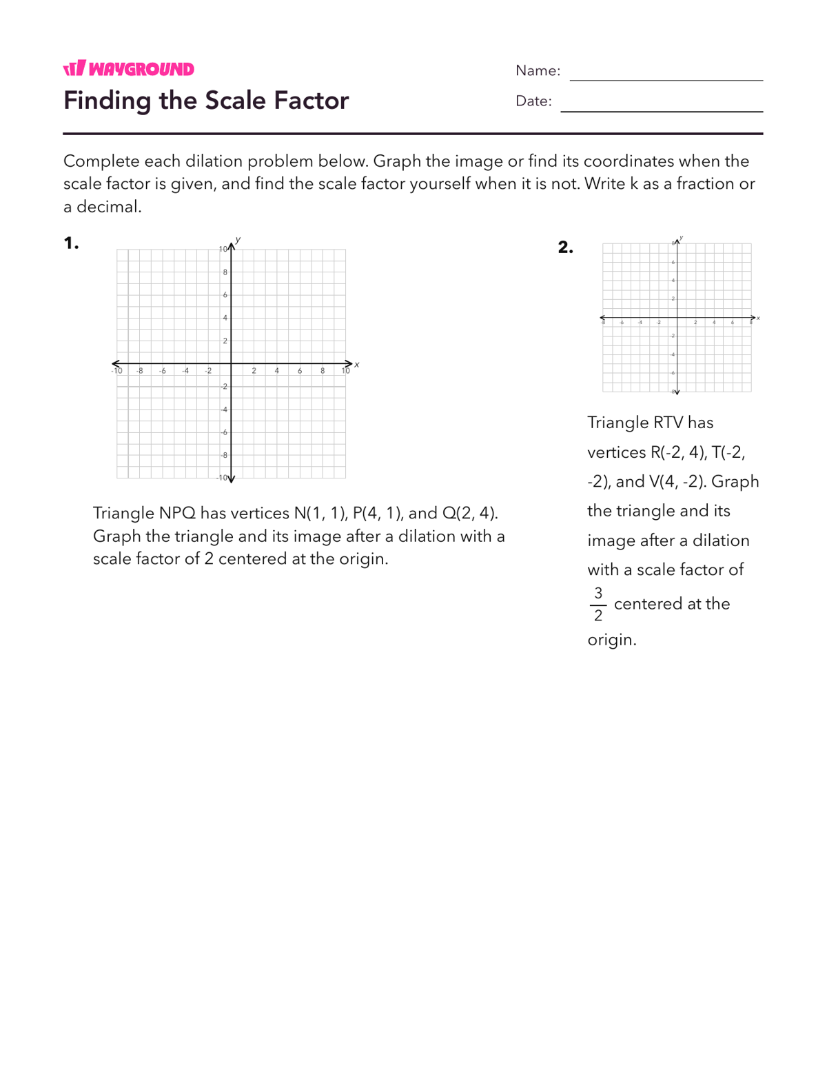 Finding the Scale Factor - Nadający się do druku Dilataciones Hojas-de-trabajo - Wayground