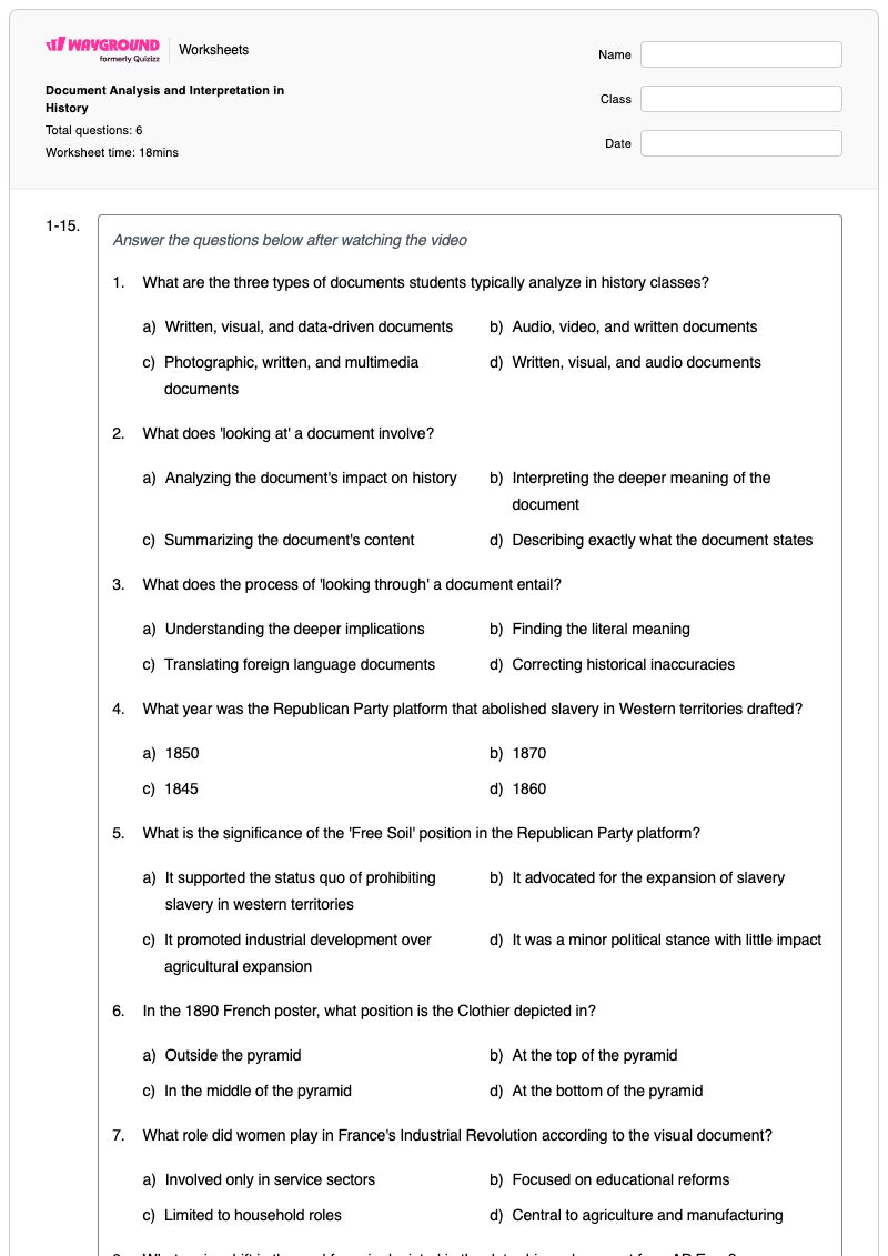 Document Analysis and Interpretation in History - Printable World-war-2-aftermath Worksheets Year 11 - Wayground