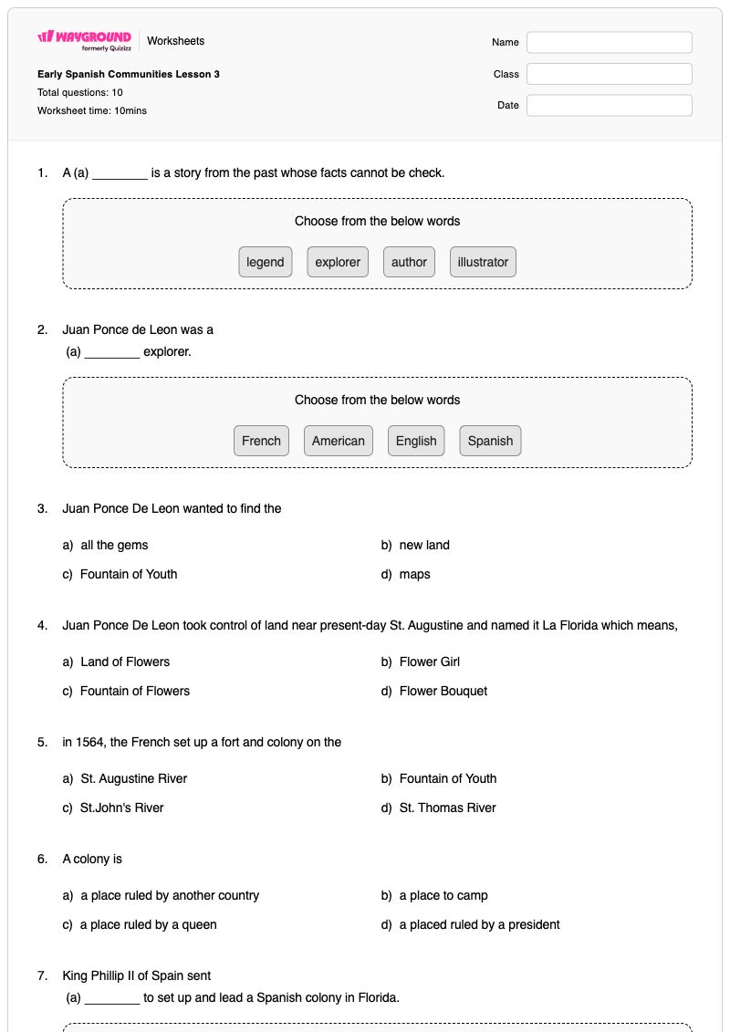 Early Spanish Communities Lesson 3 - พิมพ์ได้ Early-mesopotamia เวิร์กชีท ระดับ 3 - Wayground